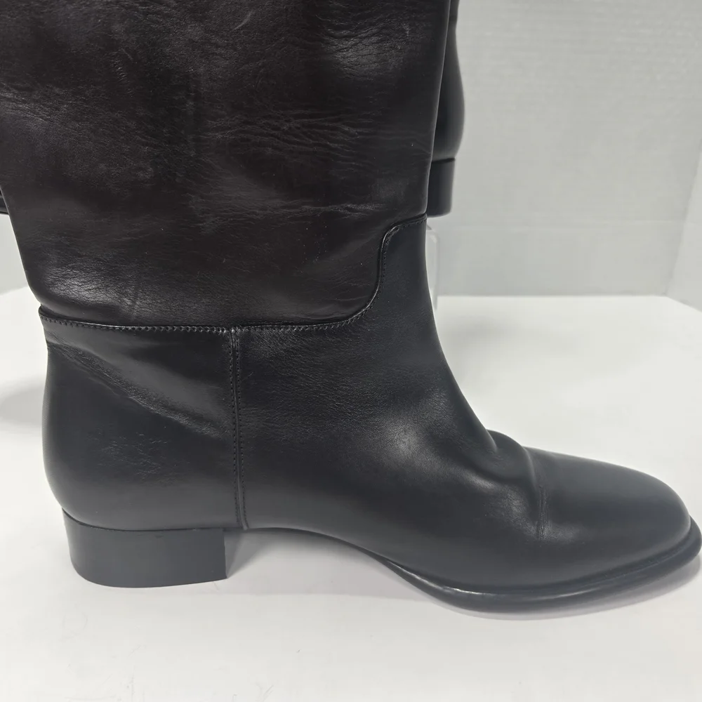 Via Spiga Italian Black Leather Riding Boots Women's Size 7 1/2 7.5